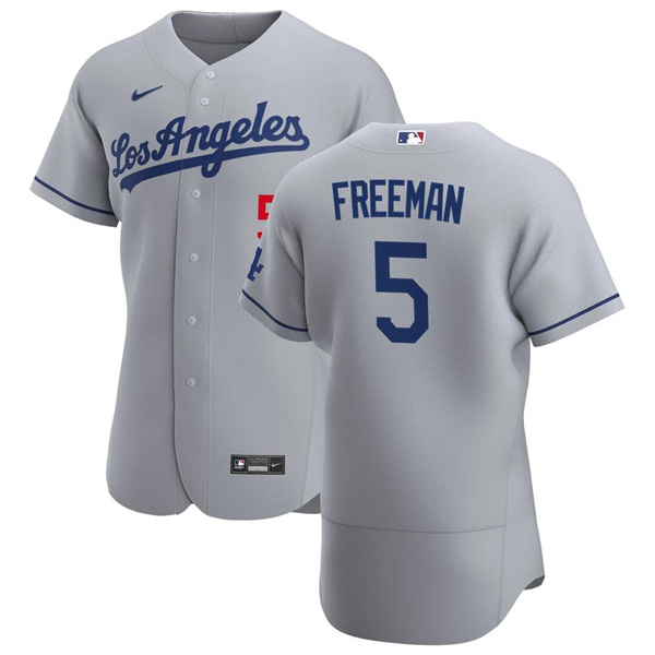 Men's Los Angeles Dodgers #5 Freddie Freeman Grey Flex Base Stitched Jersey Men's Los Angeles Dodgers #5 Freddie Freeman Grey Flex Base Stitched Jersey